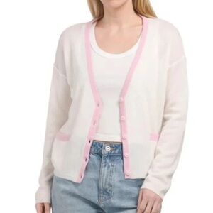 NO NAME Chic Pink and White Women's Cardigan